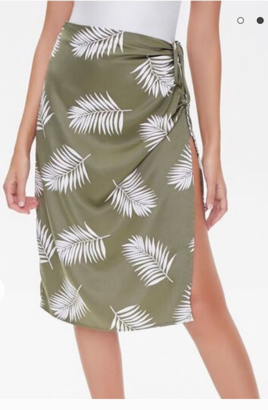 Forever 21 Green Tropical Print Asymmetrical Skirt NWT 3X Resort Vacay Plus Size
